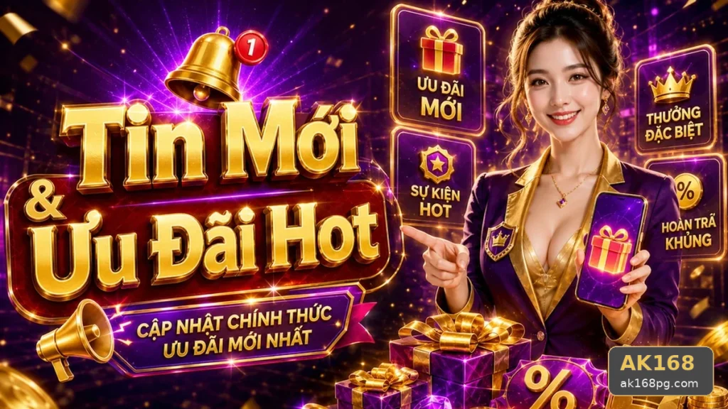 Hướng Dẫn Người Mới Kiểm Tra Giao Diện Tin Mới, Ưu Đãi Và Điều Kiện Khuyến Mãi AK168 Để Có Trải Nghiệm Toàn Diện Tại ak168pg.com