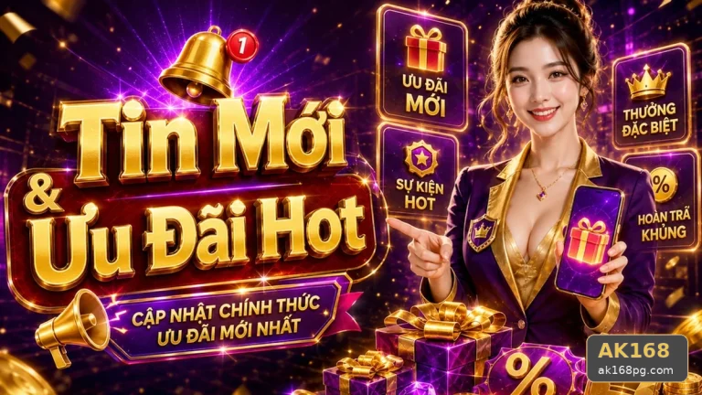 Hướng Dẫn Người Mới Kiểm Tra Giao Diện Tin Mới, Ưu Đãi Và Điều Kiện Khuyến Mãi AK168 Để Có Trải Nghiệm Toàn Diện Tại ak168pg.com